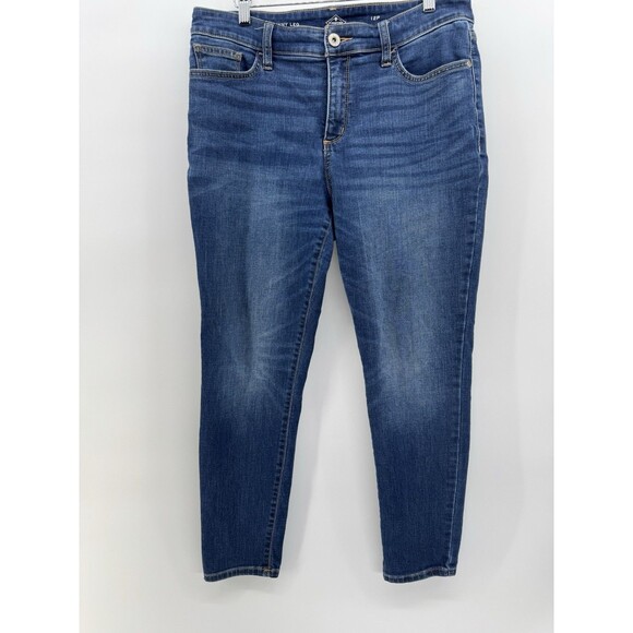 St Johns Bay Skinny Leg Jeans womens Size 12 Petite Blue Dark Wash Stretch - Picture 1 of 14